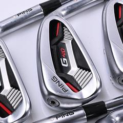 Ping G410 Irons / 5-PW+UW+SW / White Dot / Regular Flex Ping AWT 2.0 Shafts - Image 1