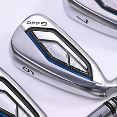 Left Hand Ping G440 Irons / 5-PW+56 / Maroon Dot / Stiff Flex Ping AWT 3.0 Lite - Image 1